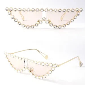 Fashion Women Ladies Cat Eye Diamond Frames River UV Protection Sunglasses