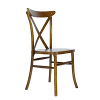 Chaise de salle à manger en rotin à dossier croisé en bois massif, empilable et faite à la main, pour mariages, maison, bureau et utilisation en extérieur - Construction en bois massif