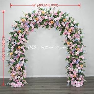 DKB Hot Selling Handmade Eco-Friendly Artificial Silk White Rose Delphinium Wedding Arch <b>Flower</b> Decoration Customizable Size FSC - Product Image 3