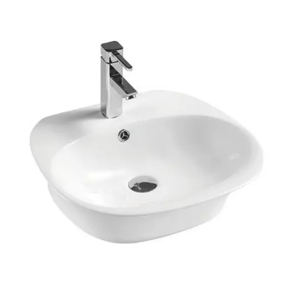 SUMI Articles sanitaires modernes Lavabo de comptoir blanc ovale Lavabo de salle de bain