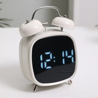 Réveil en métal multifonctionnel GH8032, grand réveil numérique à LED avec sonnerie extra forte, mode snooze pour chevet, bureau, maison, bureau