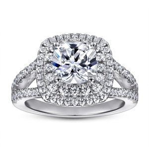 925 Bạc Của Phụ Nữ Double-Row Engagement Ring Cho Cô Dâu Phong Cách Thép Không Gỉ Thời Trang Moissanite Nhẫn Cho Lễ Cưới - Product Image 1
