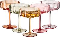 Fleur Vintage Verre Ondulé Coupes Martini Champagne Cocktail Coupe Coloré Prosecco Mimosa Verrerie Droit D'auteur Conception
