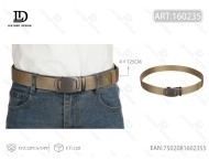 Cintura da Uomo in Tessuto a Coste con Fibbia in Ferro, 4.0cm x 125cm, Colore Kaki - Product Image 3