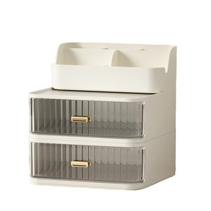 Laci Penyimpanan Plastik 2 Lapis Ganda untuk Rumah untuk Perhiasan Kosmetik Alat Tulis <span class=keywords><strong>Mini</strong></span> Kabinet Wadah - Product Image 2