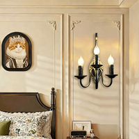 Applique Murale LED Rétro Européenne à 3 Lumières en Fer Bronze Antique pour Hôtel, Chevet, Couloir, Décoration Commerciale, Éclairage Mural