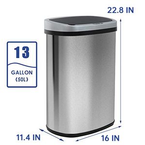 CF 13 galones Metal Acero inoxidable Baño Cocina <span class=keywords><strong>Cubo</strong></span> <span class=keywords><strong>de</strong></span> <span class=keywords><strong>basura</strong></span> sin contacto <span class=keywords><strong>Cubo</strong></span> <span class=keywords><strong>de</strong></span> <span class=keywords><strong>basura</strong></span> eléctrico automático inteligente <span class=keywords><strong>Cubo</strong></span> <span class=keywords><strong>de</strong></span> <span class=keywords><strong>basura</strong></span> con tapa - Product Image 6