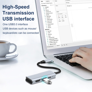 Mini 3 Port Type <strong>C</strong> Docking Station 3-in-1 High Speed <strong>USB</strong> 3.0 HDTV PD Charging Hub Aluminum <strong>Adapter</strong> - Product Image 4