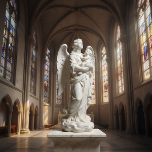 अनुकूलित उच्च गुणवत्ता वाले राल धार्मिक आधुनिक डिजाइन प्राचीन जीवन आकार के हाथ से चित्रित देवदूत प्रतिमा - Product Image 2