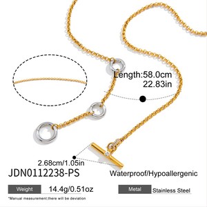New Arrival Personalized 18K Gold Stainless Steel Unique Hypoallergenic Silver Flower Party Oval Link <b>T</b> <b>Bar</b> OT Clasp Women - Product Image 2