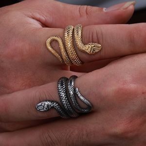 Anelli di <span class=keywords><strong>serpente</strong></span> in acciaio inox retrò alla moda Punk gotico gioielli in acciaio inox 18K oro nero <span class=keywords><strong>serpente</strong></span> misura 5 per le donne - Product Image 2