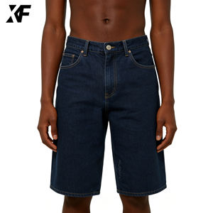 XUFEI原创复古设计师OEM定制男士原边宽松牛仔短裤深靛蓝日本原边牛仔布短裤男 - Product Image 1