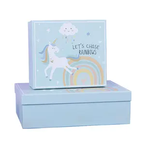 Einhorn rosa Neugeborenen Vollmond Geschenk mit Hand Geschenk Himmel und Erde Abdeckung Kinderspiel zeug Papier Blumen Geschenk box Custom ized LOGO