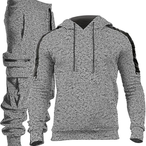 Ensemble de survêtement pour homme avec logo personnalisé, sweat-shirt à capuche et pantalon de jogging, tenue de sport athlétique pour l'entraînement et les occasions décontractées - Product Image 5