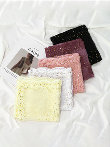 Floral Lace Sequined Mesh Shawl Elegant Transparent Chiffon Embroidery Scarf Lightweight Sheer <b>Wrap</b> for Wedding Evening Party - Product Image 3