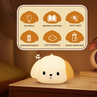 Veilleuse en silicone en forme de chiot mignon, rechargeable par USB, à intensité réglable par toucher, avec télécommande et minuterie, cadeau d'anniversaire pour chambre d'enfant