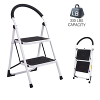 Échelle pliante moderne en acier à 3 marches avec main courante antidérapante |   Échelle à marches robuste de type A pour hôtels, capacité de 150 kg, marque Yy