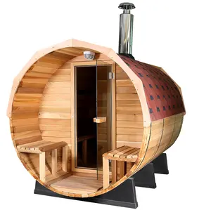 Panoramic View Wet Steam Cedar Sauna House Outdoor Sauna Room Electric/Wood Fired Stove