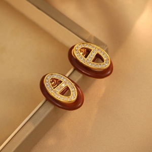 Pendientes de Diseño Retro Francés con Doble Capa de Microincrustaciones de Circonio, Diseño de Nariz de Cerdo, Estilo Lujoso y Sofisticado para Regalo - Product Image 5