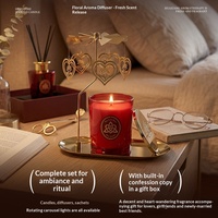 Coffret Cadeau Transfrontalier Personnalisable de Bougies d'Aromathérapie Double Couche et Pendentifs Parfumés – Parfum Bois de Santal – Souvenir Décoratif