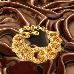 18K Plaqué Or Chunky Chaîne Bracelet pour Femmes Mode Épais <span class=keywords><strong>Gourmette</strong></span> Creux <span class=keywords><strong>Maille</strong></span> En Laiton Lien Bold Déclaration Bijoux pour Anniversaire - Product Image 3