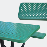Mobilier d'extérieur 6 pieds 8 pieds Table de pique-nique commerciale en acier perforé Table de pique-nique d'extérieur Restaurant Jardin Patio Table à manger en métal avec banc