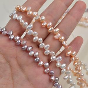 Collar de Perlas Naturales de Agua Dulce de Forma Barroca de 5-6 mm, Cuentas Sueltas de Doble Cara con Tres a Siete Orificios, Semi-Acabadas para DIY - Product Image 4