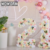 2026 WOWORK Fushun 3ft DIY Ins Festival Stage Props Retail Free Standing Big Artificial Flower Number Letter for Party Hire