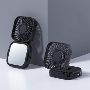 Hanging Neck Mini Fan LOGO Customization Cooling Small Fan <b>Foldable</b> Portable USB Rechargeable Handheld Fan with Makeup <b>Mirror</b> - Product Image 5