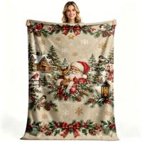 Couverture en flanelle polaire personnalisée avec motif de Noël, Père Noël, rennes, bonhomme de neige, pour les fêtes d'hiver, vente en gros OEM