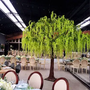 Árvore de flor de glicínias de seda falsa simulação feita à mão grande árvore de flores verdes para decoração de casamento árvore de glicínias artificial