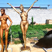 Sculpture décorative en bronze de danseuse de ballet nue avec fontaine musicale