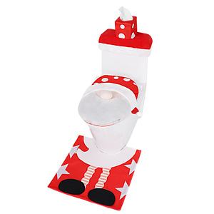 3-Piece <b>Christmas</b> Bathroom Decor Set Indoor Toilet Seat Cover Rug Tank Cover Non-woven Fabric Soft & Creative - Product Image 1