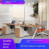 Bureau de réunion modulaire en L moderne Xin Chuang Foshan avec chaises, combinaison pour quatre personnes, réunions face à face, cadre en bois et en fer