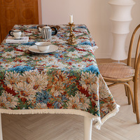 Nappe de table imperméable en coton et lin, motif pastoral américain, effet peinture à l'huile, décoration de table, housses de table basse de luxe léger
