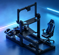 Simulateur de course en aluminium anodisé noir 4080, cadre personnalisé avec plaques de montage pour volant et pédales pour jeux de course en intérieur