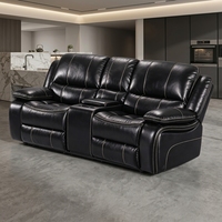 Ensemble de fauteuils inclinables Frank Exclusive en cuir respirant noir, pour un salon confortable