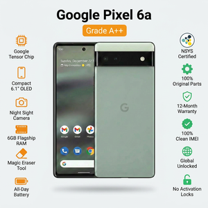 Venta al por Mayor a Bajo Precio, Google <span class=keywords><strong>Pixel</strong></span> <span class=keywords><strong>6a</strong></span> Reacondicionado, 128GB, 6GB <span class=keywords><strong>RAM</strong></span>, Pantalla de 6.1 Pulgadas, Versión Estadounidense, Grado A+, Desbloqueado - Product Image 1