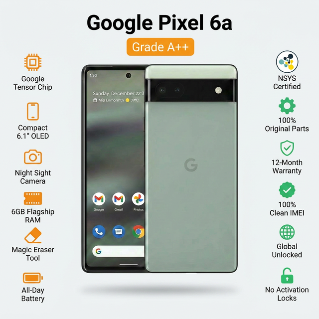 Wholesale Low Price Refurbished Google Pixel 6a 128GB 6GB RAM 6.1" Screen US Version A+ Grade Unlocked