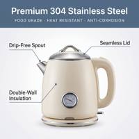 Bouilloire électrique à contrôle de température intelligent avec pot intérieur sans soudure 1,7 L 304ss