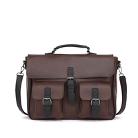 Sac à main vintage en cuir PU marron pour homme, sac messager grande capacité, étanche, pour le bureau, les voyages
