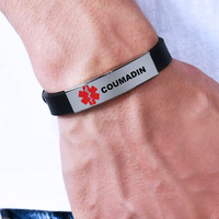 Titane Acier Silicone Bracelet Gravure Alerte Médicale Autisme Coeur Diabète Type 1 2 Sensibilisation Brassard Bracelet Bracelet