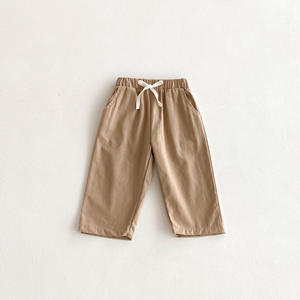 กางเกงลำลองสีพื้นสไตล์เกาหลีสำหรับเด็กชายและเด็กหญิง ไซส์เล็ก-กลาง ผ้าฝ้าย เอวยางยืด ทรงตรงขายาว - Product Image 4