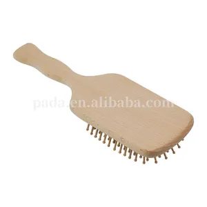 OEM/ODM Eco-friendly Beech Wood Massage Scalp Brush With Round Head Top Pins And Wooden Comb Feature Paddle Cushion