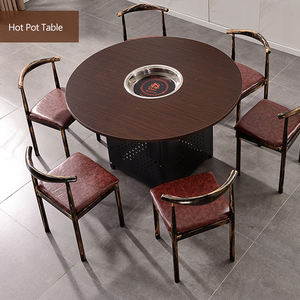 Cinese commerciale senza fumo piatto caldo tavolo in metallo ristorante Hot Pot mobili per mangiare e uso alberghiero - Product Image 5