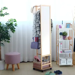 Miroir debout moderne pleine longueur avec cintres de rangement, design stable et décoratif-Opportunités de gros - Product Image 4