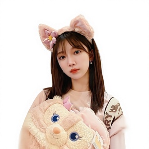 Serre-tête en tissu Lingna Belle, accessoire capillaire de dessin animé, mignon, pour automne/hiver, pince à cheveux, coiffe en peluche, pour mariage avec masque - Product Image 1