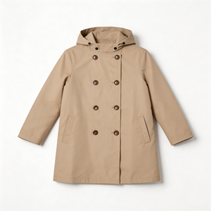 Erkek Minimalist Bej Kapüşonlu <span class=keywords><strong>Parka</strong></span> |   Orta Boy Kruvaze Kaban |   Klasik İngiliz Tarzı Dış Giyim - Product Image 2