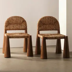Современный итальянский креативный стул из ротанга из массива дерева ретро B & B Ресторан дизайнерский арт обеденный стул
