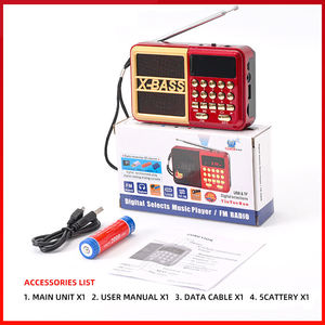 Factory Red Portable X-BASS FM Radio with Digital Keypad LCD Display <b>USB</b> TF BT Radio Player 1200mAh Rechargeable Elderly Outdoor - Product Image 3